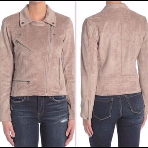 Blank NYC Moto Jacket Blush Vegan Suede Large